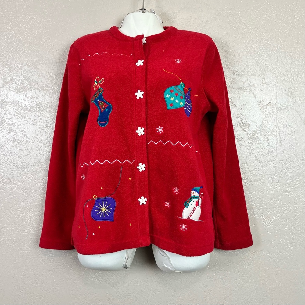 Premier‎ International Ladies Vintage Christmas Cardigan Sweater Red Size M